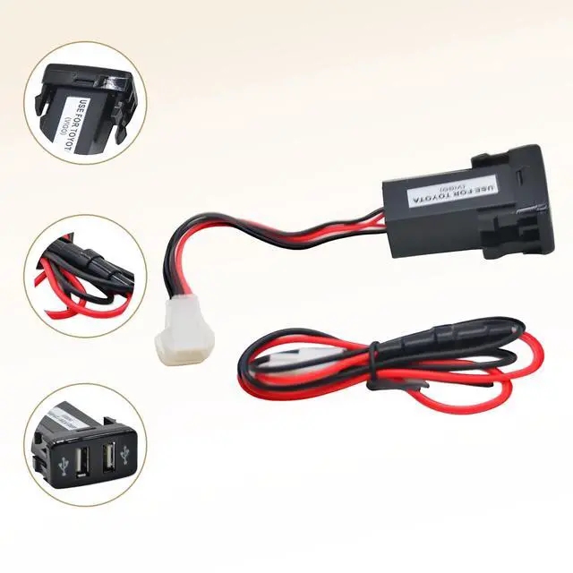 Alt view image 5 of 5 - USB Car Charger Socket with 3.5mm Audio Port, 2.1A Power Outlet Adapter Compatible with Toyota VIGO Hilux Tacoma 4Runner FJ Cruiser, Replacement Switch Panel 12V-24V