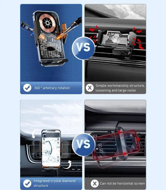 Alt view image 5 of 5 - Car Charger 360 Rotation, Touch , Transparent Shell, Phone Holder Mount with Wide Compatibility for 4.77 inch Phones, Quiet Working (C10)