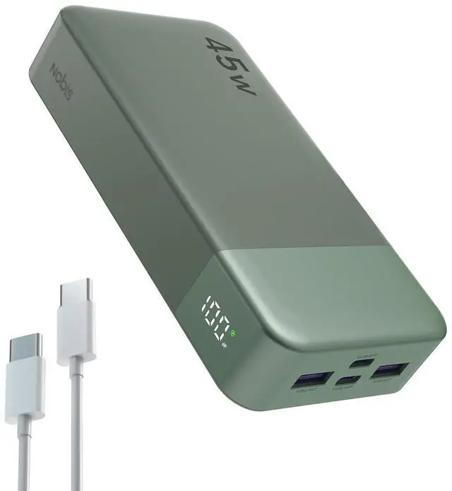 Main image of NOBIS Portable Charger, 20000mAh Power Bank, 45W Power Bank Fast Charging, Battery Pack with C to C Cable, Battery Bank with Digital Display for iPhone Android Laptop etc(Green)