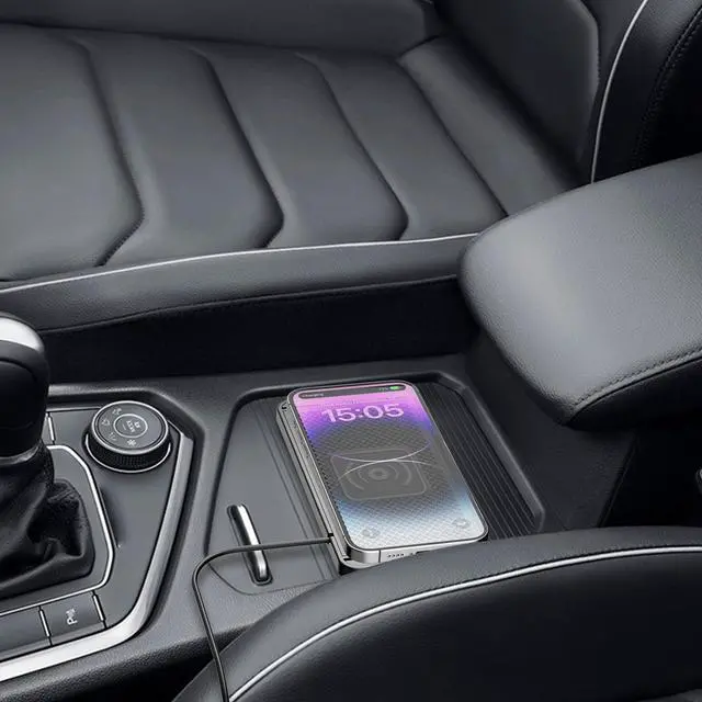 Alt view image 2 of 5 - VELATEMOR Wireless Charger Car Charging Pad, Overheat Prevention, Compatible with Phone 11 12 13 14 15 16 17, 20W Magnet Fast Charger Cordless Non Slip Mat, for Various Phone Cases