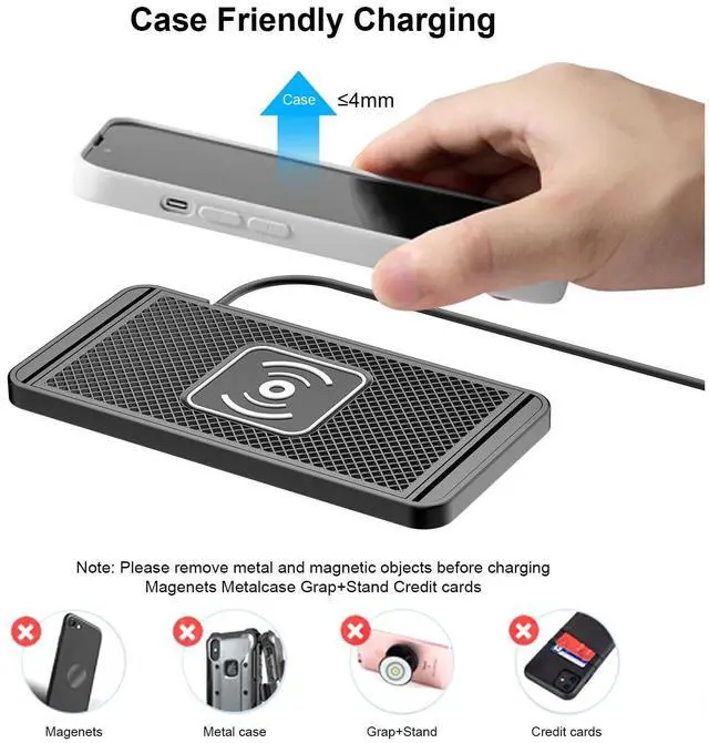 Alt view image 3 of 5 - VELATEMOR Wireless Charger Car Charging Pad, Overheat Prevention, Compatible with Phone 11 12 13 14 15 16 17, 20W Magnet Fast Charger Cordless Non Slip Mat, for Various Phone Cases