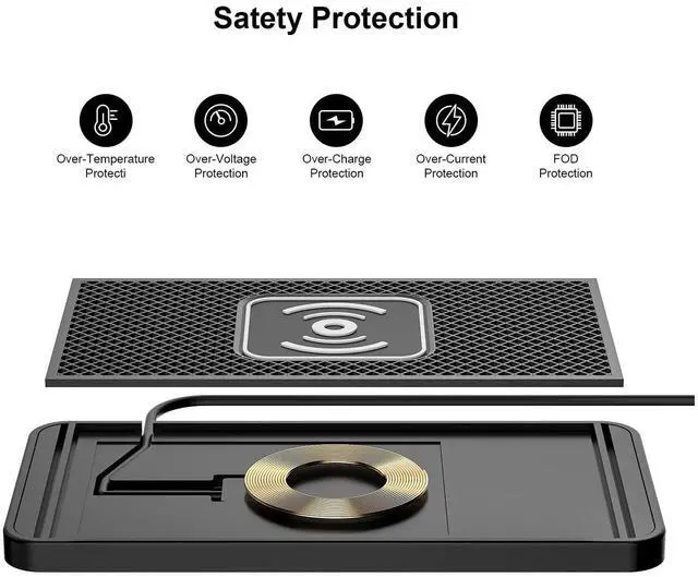 Alt view image 5 of 5 - VELATEMOR Wireless Charger Car Charging Pad, Overheat Prevention, Compatible with Phone 11 12 13 14 15 16 17, 20W Magnet Fast Charger Cordless Non Slip Mat, for Various Phone Cases