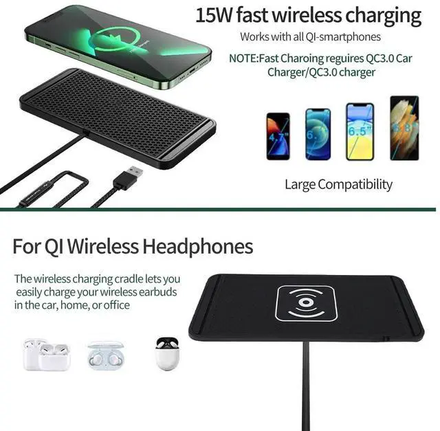 Alt view image 4 of 5 - VELATEMOR Wireless Charger Car Charging Pad, Overheat Prevention, Compatible with Phone 11 12 13 14 15 16 17, 20W Magnet Fast Charger Cordless Non Slip Mat, for Various Phone Cases