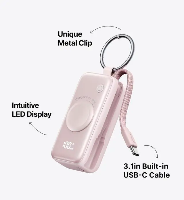 Alt view image 5 of 5 - INIU 3-in-1 Portable Charger, 5000mAh Power Bank with Watch Charger & Built-in Cable, Compact 20W Fast Charging Battery Pack, Key Chain & Travel Essential for iPhone 16 15, Apple Watch, AirPods, etc