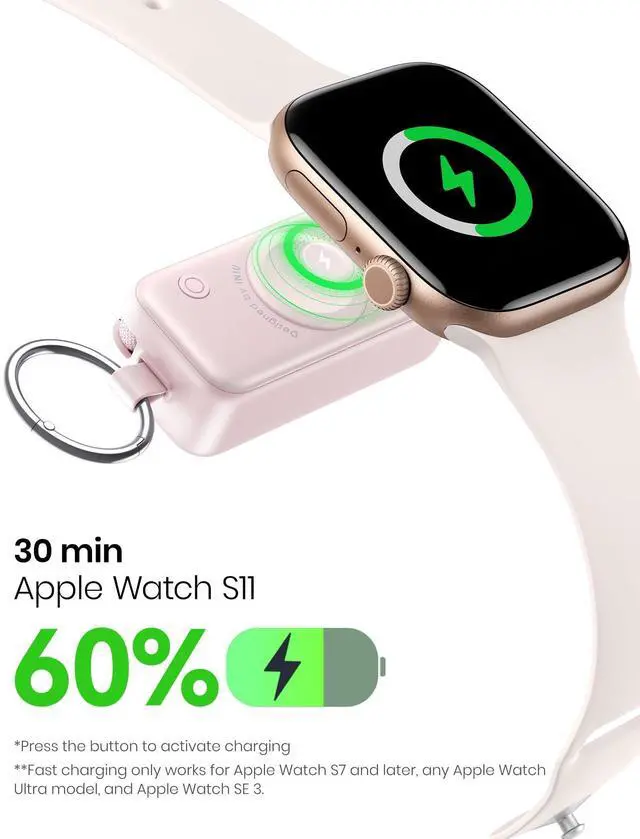 Alt view image 3 of 5 - INIU 3-in-1 Portable Charger, 5000mAh Power Bank with Watch Charger & Built-in Cable, Compact 20W Fast Charging Battery Pack, Key Chain & Travel Essential for iPhone 16 15, Apple Watch, AirPods, etc