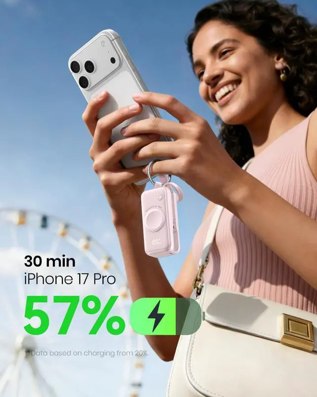 Alt view image 4 of 5 - INIU 3-in-1 Portable Charger, 5000mAh Power Bank with Watch Charger & Built-in Cable, Compact 20W Fast Charging Battery Pack, Key Chain & Travel Essential for iPhone 16 15, Apple Watch, AirPods, etc
