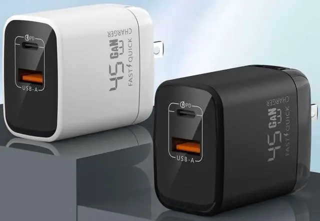 Alt view image 3 of 5 - Fast 45W Dual USB-C Plus USB-A Charger - GaN Power Delivery - Fast Compact Power Adapter for Laptops, Smart Phones, Tablets and Thousands of Other Devices (White, 45W)