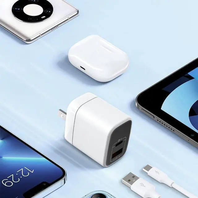 Alt view image 5 of 5 - Fast 45W Dual USB-C Plus USB-A Charger - GaN Power Delivery - Fast Compact Power Adapter for Laptops, Smart Phones, Tablets and Thousands of Other Devices (White, 45W)