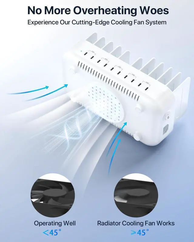 Alt view image 5 of 5 - SooPii 100W 10-Port USB Charging Station, 10 USB-C PD Fast Charging Compatible with Phone,lPad,Galaxy, and Other Electronics, 10 Mixed Charging Cables Included (White)