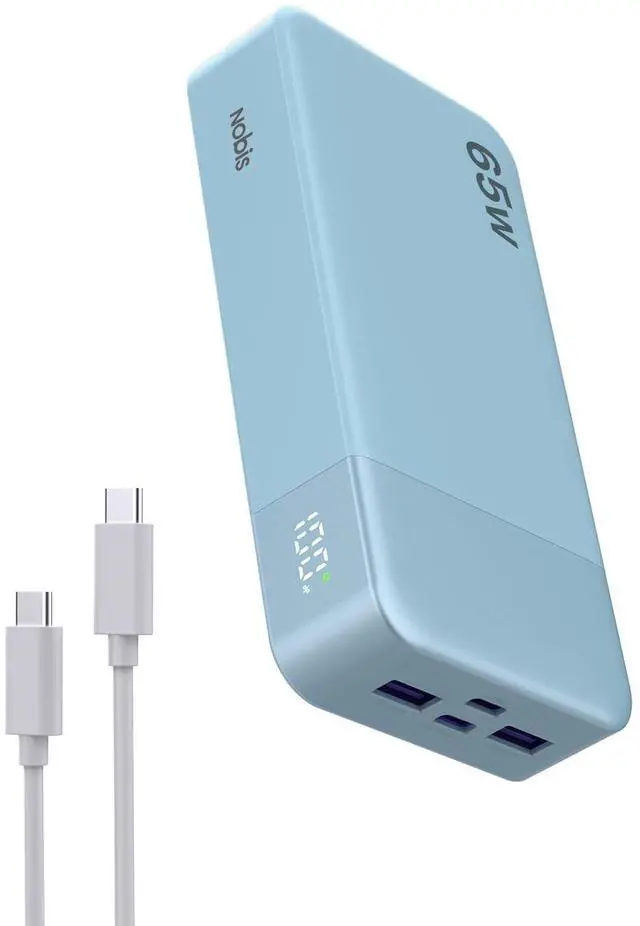 Main image of NOBIS Portable Charger, 65W 20000mAh Power Bank Fast Charging PD QC, 2 USB-C(in/Out) & 2 USB-A Battery Pack with Digital Display for Laptop Phone 17 Tablet Earbuds