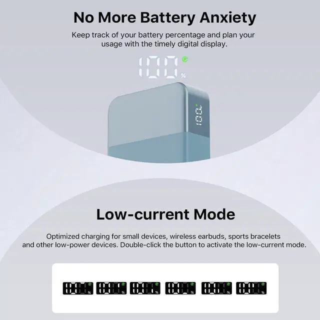Alt view image 5 of 5 - NOBIS Portable Charger, 65W 20000mAh Power Bank Fast Charging PD QC, 2 USB-C(in/Out) & 2 USB-A Battery Pack with Digital Display for Laptop Phone 17 Tablet Earbuds