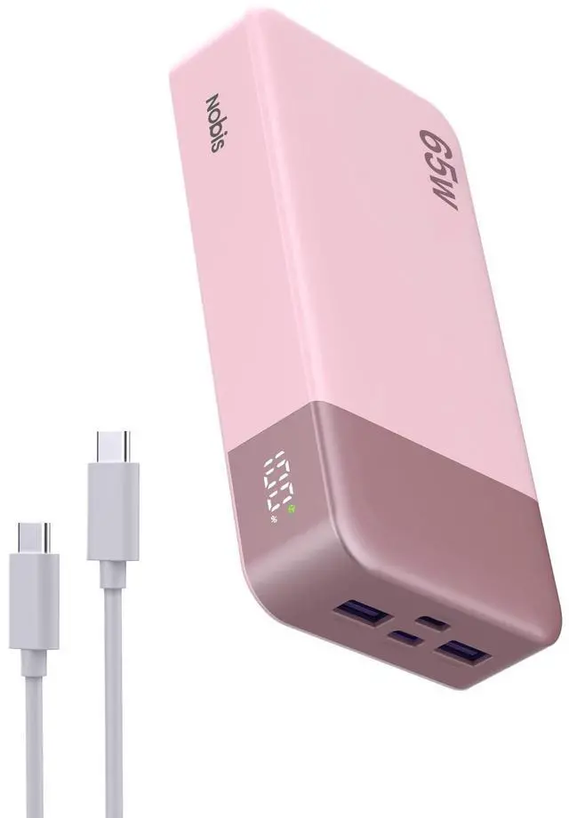 Main image of NOBIS Portable Charger, 65W 20000mAh Power Bank Fast Charging PD QC, 2 USB-C(in/Out) & 2 USB-A Battery Pack with Digital Display for Laptop Phone 17 Tablet Earbuds
