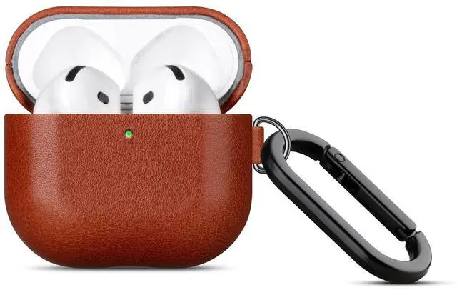 Main image of Lopie Leather Case for AirPods 4 and AirPods 4 with Active Noise Cancellation, Handmade Full Grain Leather Case with Carabiner, Protective Hard Shell Cover for Gen 4 AirPods 2024 - Black