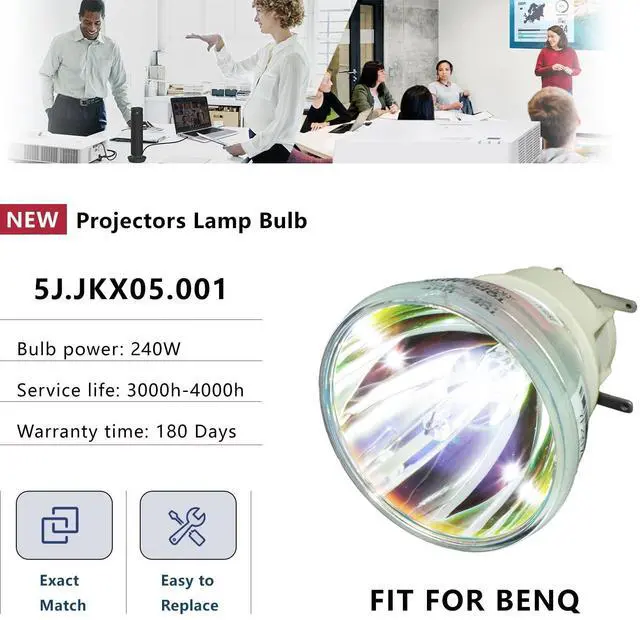 Alt view image 3 of 5 - RANETLIO Original Lamp Bulb UHP 240W fits for BenQ 5J.JHN05.001 HT2550 HT2550M TK800 TK800M W1700 W1720 MS610 MW732 MW612 MX612 MX550 DX825ST MS550 MX825ST TK700 5J.JNL05.001 Projector Bulb