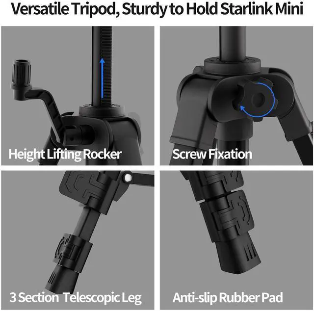 Alt view image 4 of 5 - RVMARINEPAT Starlink Mini Tripod, Portable Starlink Accessories with Ajustable Height, Includes Starlink Mini Tripod Adapter,Starlink Mount Adapter