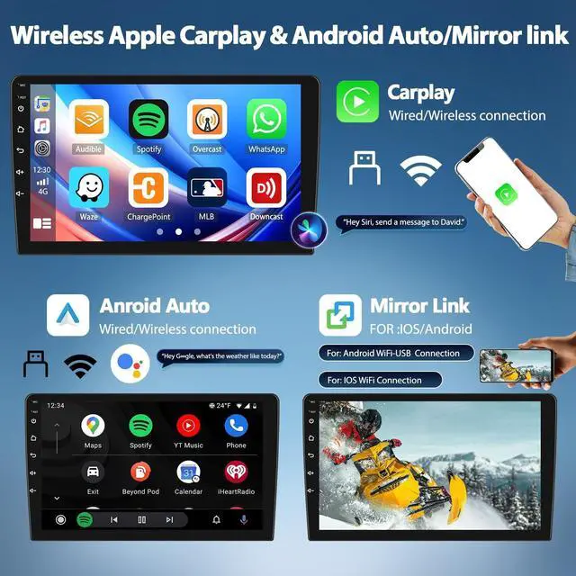 Alt view image 3 of 5 - 2G+64G Android 15 Car Stereo for Chevrolet Chevy Malibu 2009-2014 with Wireless Carplay Android Auto,9'' HD Touchscreen Car Radio with Mirror Link WiFi GPS Bluetooth FM/RDS Radio SWC+Rear Camer