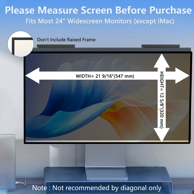 Alt view image 2 of 5 - 24 Inch Privacy Screen for Computer Monitor Hanging Removable 16:9 (1 Pack)