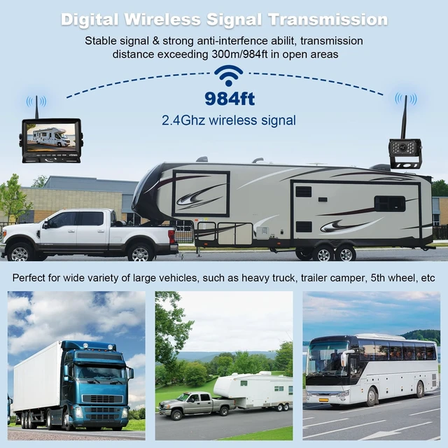 Alt view image 3 of 5 - VTimes Wireless Backup Camera for Trucks, RV Backup Camera with HD Monitor
