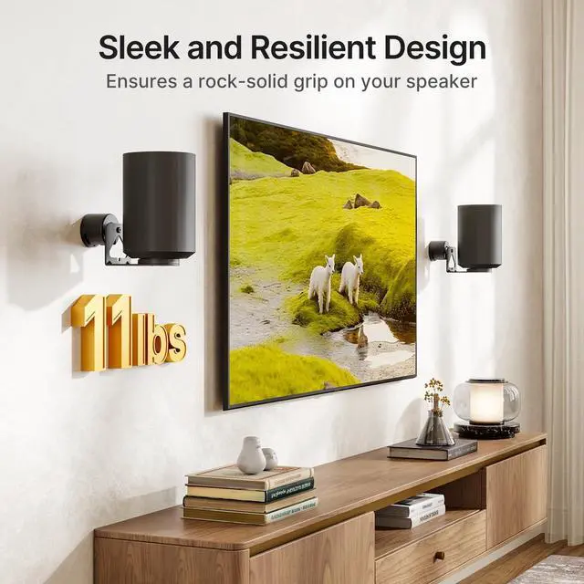 Alt view image 4 of 5 - PEGZONE Adjustable Speaker Wall Mount for Sonos Era 100 and Era 300, Flexible Angle Adjustment, Surround Sound Speaker Wall Bracket Compatible with Sonos Era Speakers,1 Pair,Black