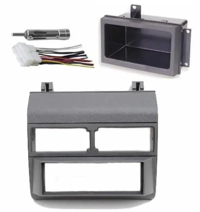 Main image of Grey Gray Complete Single Din Dash Kit + Pocket Kit + Wire Harness + Antenna Adapter Compatible with Chevrolet & GMC 1988-1996 Select Models