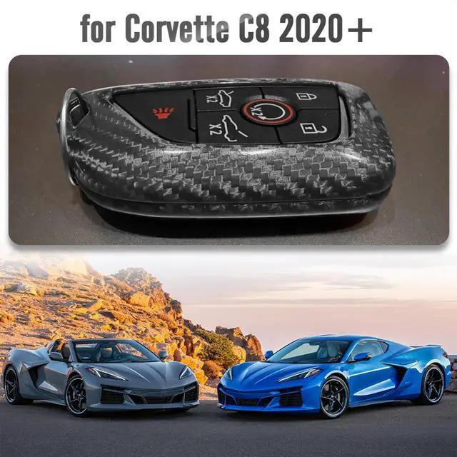 Alt view image 2 of 5 - G Brand Genuine Carbon Fiber for Chevrolet Corvette C8 Key Fob Case Cover 2020 2021 2022 (Red, Black) Keyless Entry Shell Trim (Black)