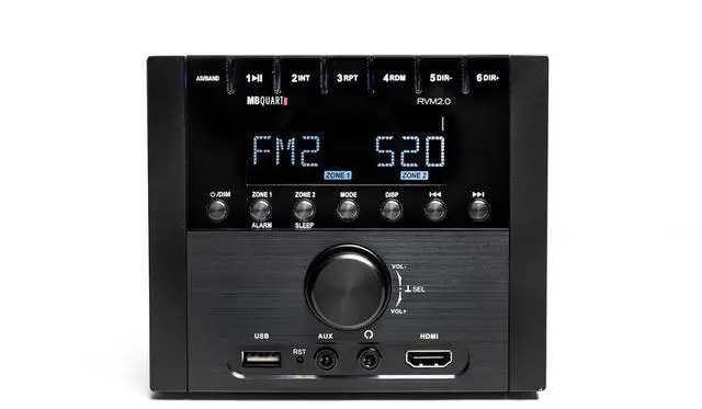 Alt view image 2 of 5 - MB Quart RVM2.0 RV in Dash Compact Mechless Source Unit with AM/FM, Bluetooth, RCA, USB, and HDMI for Audio and Visual Media Connection