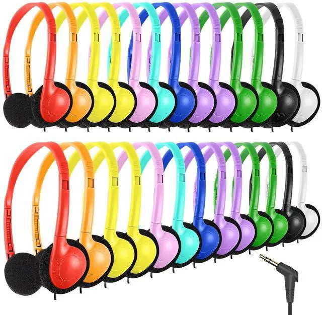Main image of Gaosen Bulk Class Set Headphones 30 Pack for Classroom Students KidsAdjustable School Earphones On Ear with 3.5mm Jack for Teachers Children Toddler Boys Girls Teens Adult(GS857, Mixed)
