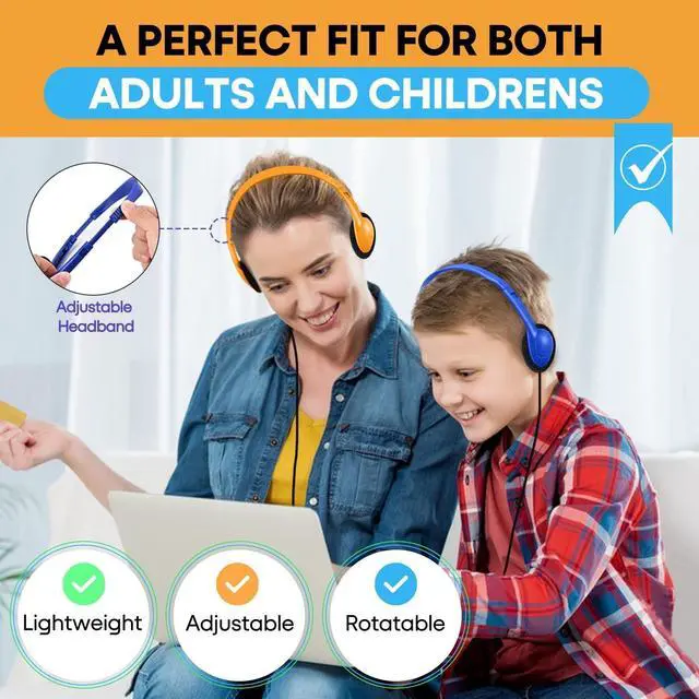 Alt view image 4 of 5 - Gaosen Bulk Class Set Headphones 30 Pack for Classroom Students KidsAdjustable School Earphones On Ear with 3.5mm Jack for Teachers Children Toddler Boys Girls Teens Adult(GS857, Mixed)