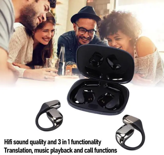 Alt view image 3 of 5 - Asixxsix AI Translation Earbuds, Real Time 133 Languages Translator Headphones Wireless Bluetooth 5.4, with Charging Case for Travel Business Learning (Black)