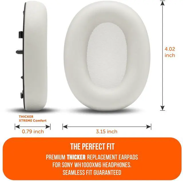 Alt view image 5 of 5 - WC PadZ XM6 Premium Replacement Earpads Compatible with Sony WH-1000XM6 Headphones by Wicked Cushions ^^ Enhanced Comfort, Durable PU Leather & Sound Isolation ^^ Platinum Silver