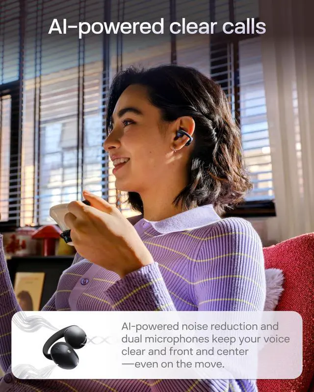 Alt view image 4 of 5 - SHOKZ OpenDots Air - Open-Ear, Clip-On Earbuds - Bluetooth 6.1, Up to 36 Hours of Listening, Interchangeable Earbuds, Touch Controls, Dual AI Noise-Canceling Microphones, IP55, Bassphere Technology