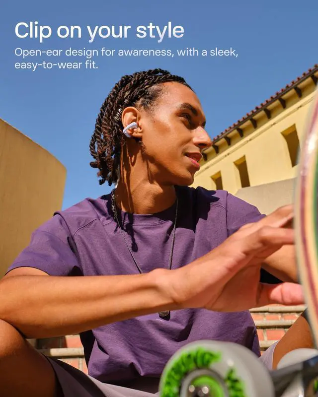 Alt view image 5 of 5 - SHOKZ OpenDots Air - Open-Ear, Clip-On Earbuds - Bluetooth 6.1, Up to 36 Hours of Listening, Interchangeable Earbuds, Touch Controls, Dual AI Noise-Canceling Microphones, IP55, Bassphere Technology