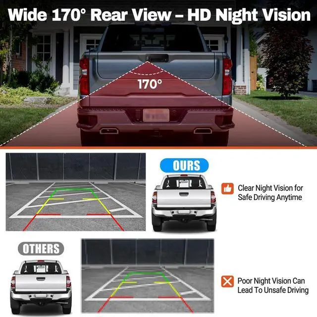 Alt view image 4 of 5 - Tailgate Handle Backup Camera Compatible with 2007-2013 Toyota Tundra, Tailgate Latch Door Handle with Rear View Reverse Camera RCA Connector Backup Kit Replaces# 81214, 690900C051, 69090-0C051