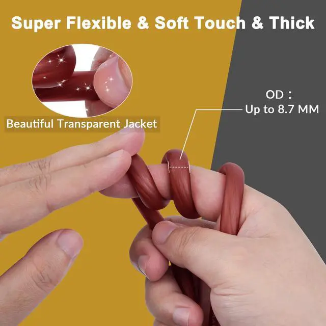 Alt view image 2 of 5 - HiFind 4 Gauge 4 AWG 50 Ft Brown Power/Ground Wire Cable, True Spec Transparent Flexible Soft Touch Welding Battery Cable for Car Audio, Speaker, Solar, Marine, Generator, Automotive, RV