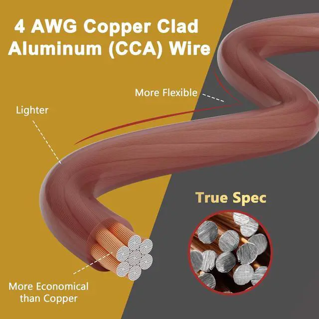 Alt view image 5 of 5 - HiFind 4 Gauge 4 AWG 50 Ft Brown Power/Ground Wire Cable, True Spec Transparent Flexible Soft Touch Welding Battery Cable for Car Audio, Speaker, Solar, Marine, Generator, Automotive, RV