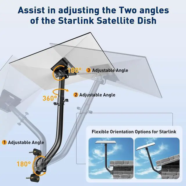 Alt view image 2 of 5 - Starlin Gen 3 Mount, Lengthening 360 Adjustable Starlin Mounting Kit Compatible with V3 Standard Dish, Wall Mount/Roof for Starlin Internet Kit Satellite