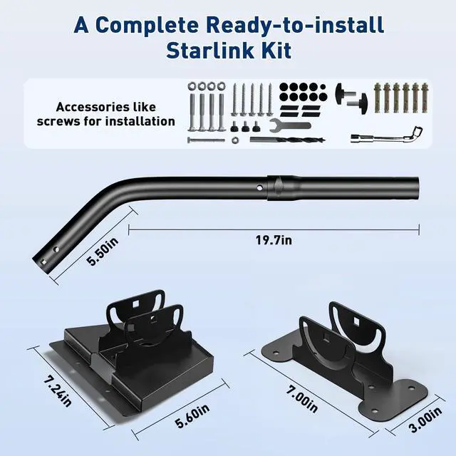 Alt view image 5 of 5 - Starlin Gen 3 Mount, Lengthening 360 Adjustable Starlin Mounting Kit Compatible with V3 Standard Dish, Wall Mount/Roof for Starlin Internet Kit Satellite