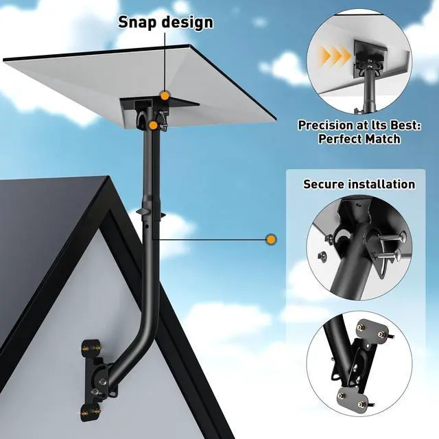 Alt view image 4 of 5 - Starlin Gen 3 Mount, Lengthening 360 Adjustable Starlin Mounting Kit Compatible with V3 Standard Dish, Wall Mount/Roof for Starlin Internet Kit Satellite