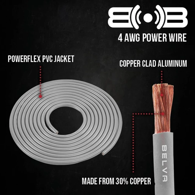 Alt view image 2 of 5 - Belva True 4 Gauge AWG Premium CCA Complete Amplifier Wiring Kit with OFC 2-Channel RCA Cable - BAK42BK Gray
