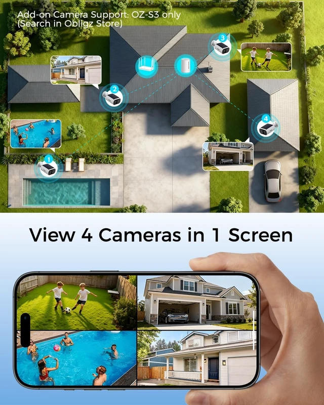 Alt view image 2 of 5 - obligz 4MP Solar Security Cameras Wireless Outdoor, 2Mins DIY Installation