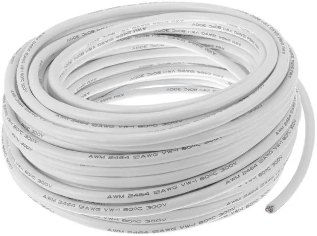 Main image of Hihaha Electrical Ground Wire Automotive Power Wire 98FT White TC 1 Pc 12AWG 3 Conductor Fully Insulated& Soft Touch Jacket Universal