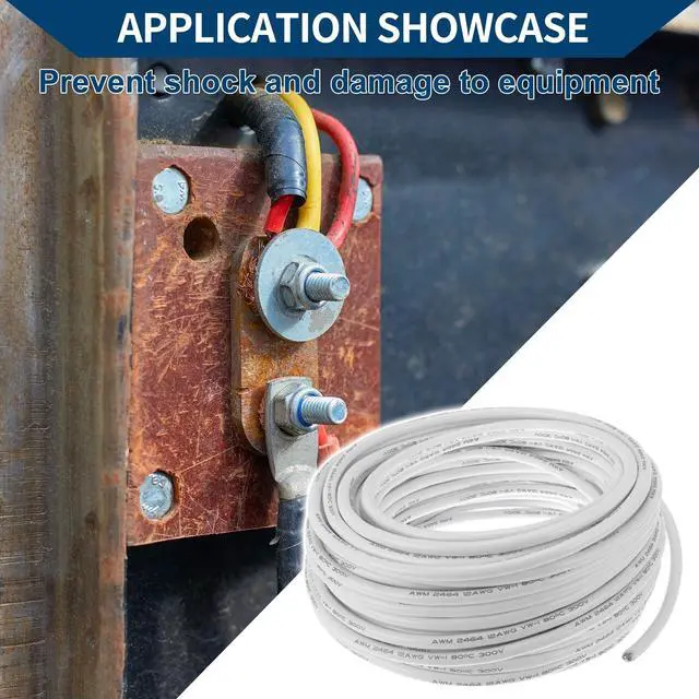 Alt view image 3 of 5 - Hihaha Electrical Ground Wire Automotive Power Wire 98FT White TC 1 Pc 12AWG 3 Conductor Fully Insulated& Soft Touch Jacket Universal