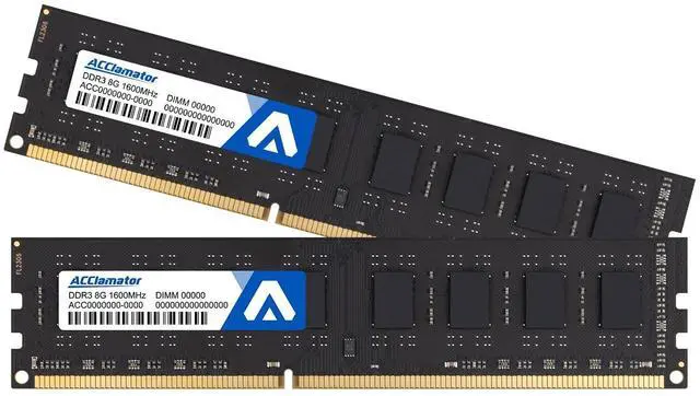 Main image of Acclamator DDR3 16GB (2x8GB) 1600MHz (PC3-12800) CL11 1.5V Non-ECC Unbuffered 240-pin UDIMM PC Computer Desktop Memory Module Ram Upgrade