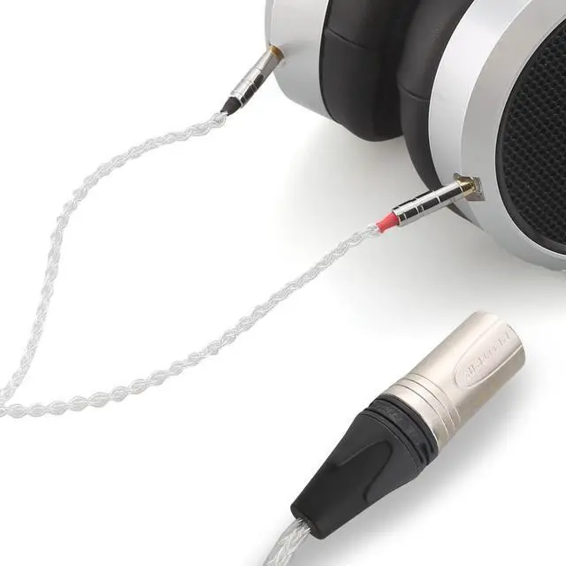 Alt view image 2 of 4 - Tirstrup 4-Pin XLR Balanced Male Cable 1.2m Pure Silver Headphone Cables for Hifiman Ananda, Denon AH-D600, AH-D7200, AH-D7100 and Other Audio Player (NEUTRIK 4 Pin XLR to Dual 3.5mm Male Version)