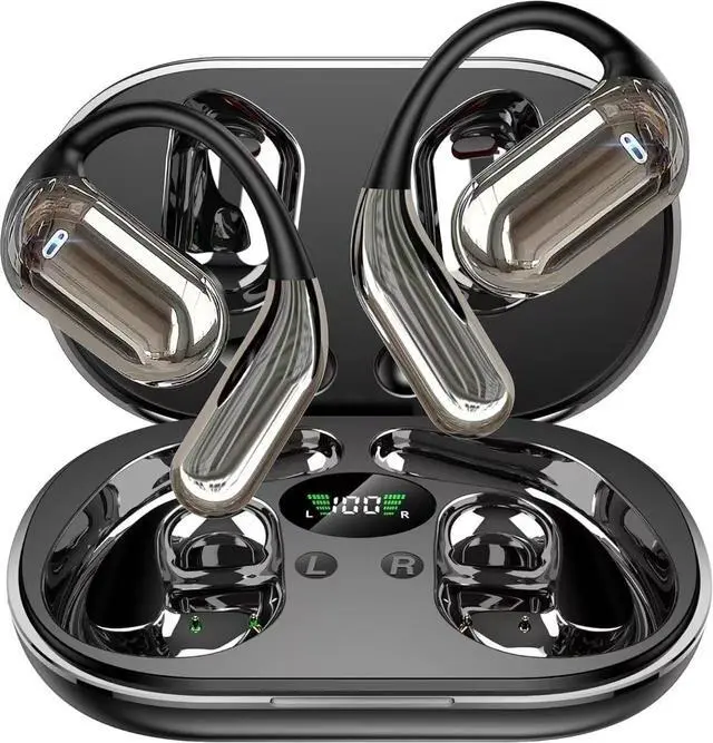 Main image of SANOTO Open Ear Earbuds, Bluetooth Headphones with Smart Digital Display, Open Ear Headphones with Ear Hooks, 50H Playtime, Touch Control, ENC Mic, Wireless Earbuds for Workout Travel Working