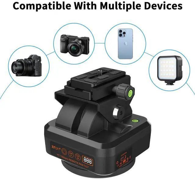 Alt view image 5 of 5 - ZTIANFOTO YT-1500 Pro Auto Motorized Rotating Panoramic Head with Remote Control AI Intelligent Follow Function and Live Function Support 2kg70.5 Ounce Camera Phone Pan Tilt Video Tripod Head