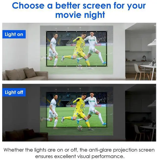 Alt view image 2 of 5 - 120 inch Projection Screen 16:9 Foldable Anti Light Portable Projector Movies Screens for Home Theater Outdoor Indoor Support Front Projection