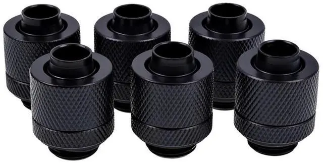 Main image of Alphacool Eiszapfen 3/8" ID x 1/2" OD G1/4 Compression Fitting - Black Sixpack (17228)