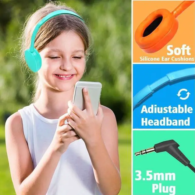 Alt view image 4 of 5 - Ladont Kids Bulk Headphones for Classroom School 10 Pack, Durable Wired Classroom Headphones for Kids Student Children Teens Boys Girls,HD Sound 3.5mm Jack (10 Color)