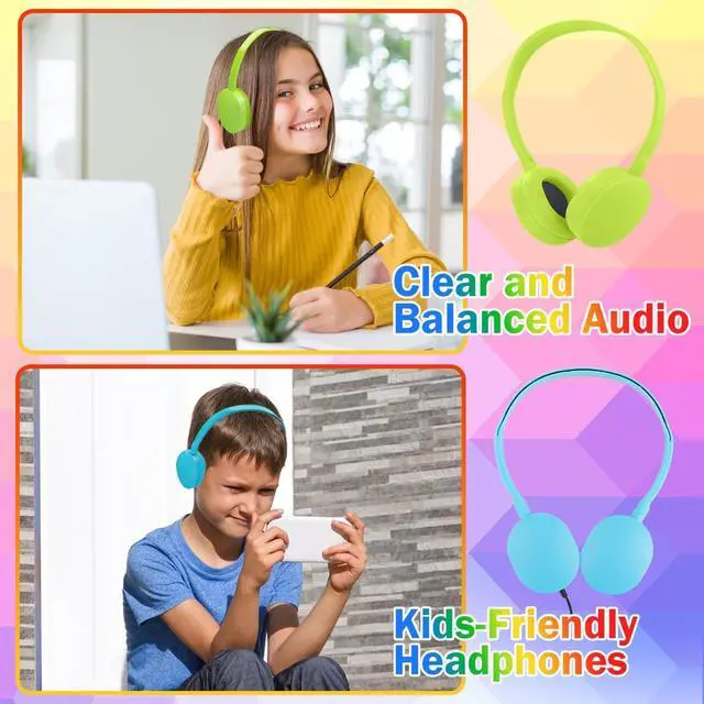 Alt view image 5 of 5 - Ladont Kids Bulk Headphones for Classroom School 10 Pack, Durable Wired Classroom Headphones for Kids Student Children Teens Boys Girls,HD Sound 3.5mm Jack (10 Color)